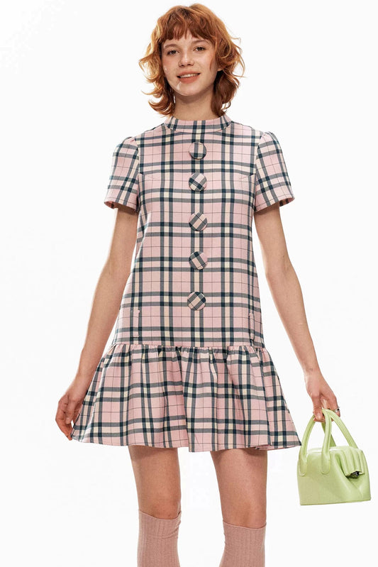 Pink Plaid A-Line Dress