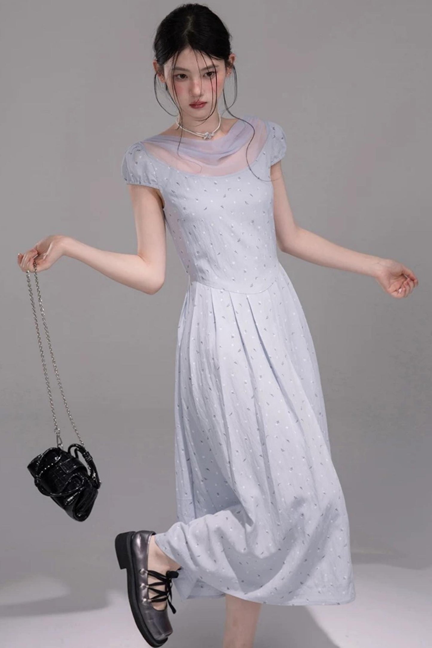 Misty Blue Ruffled Dress