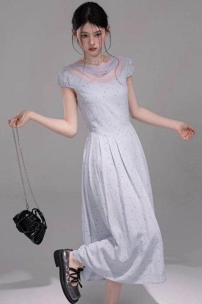 Misty Blue Ruffled Dress