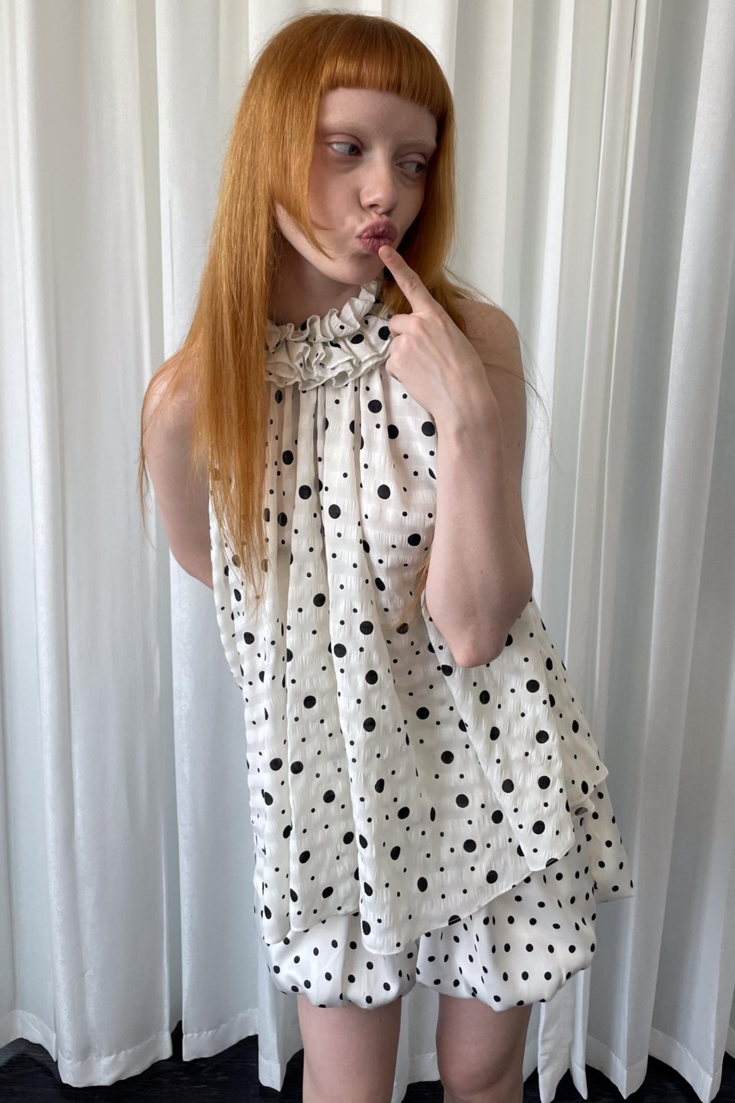 Polka Dot Lace Halter Top