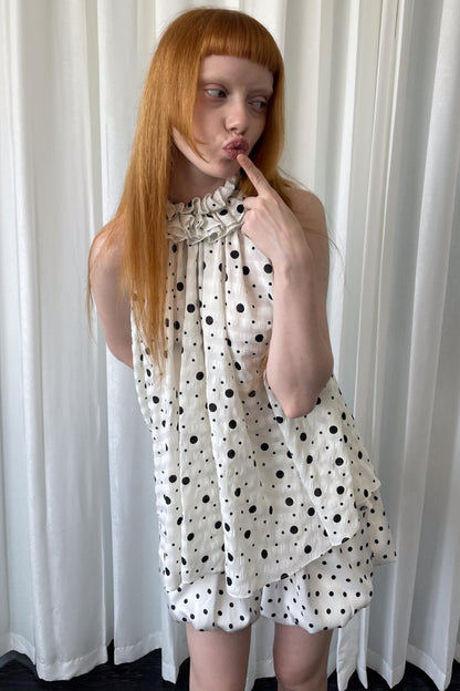 Polka Dot Lace Halter Top