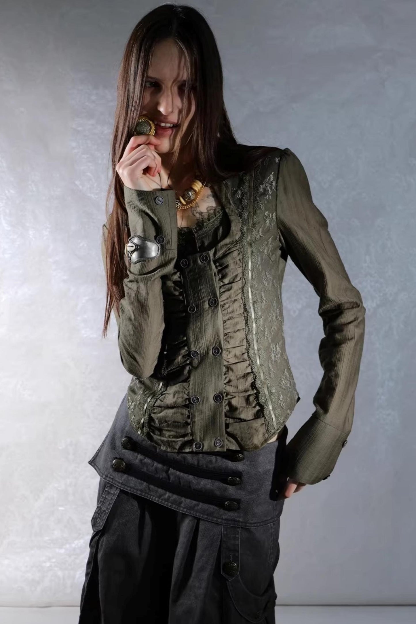 Retro Lace Splicing Shirt