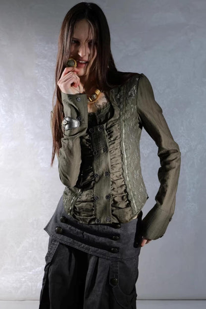 Retro Lace Splicing Shirt