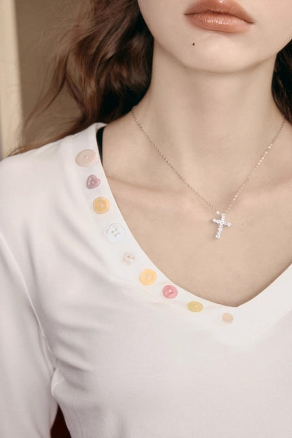 Winter V-Neck Long-Sleeved T-Shirt