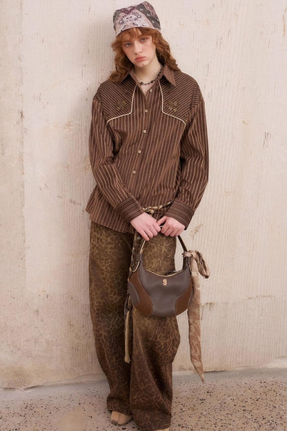 Suede Beaded Embroidered Shirt