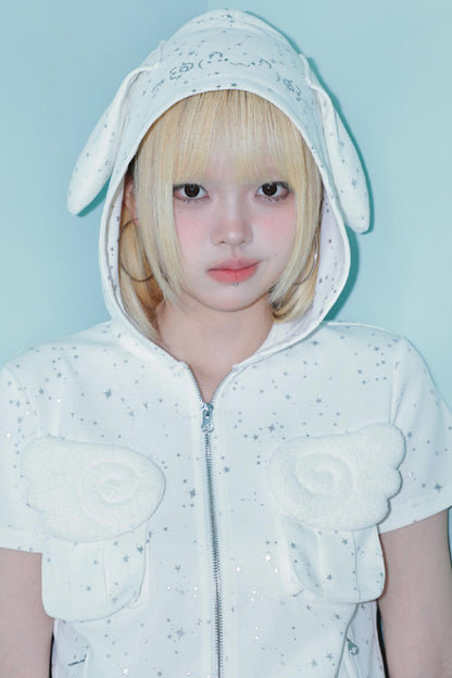 Silver Angel Wing Hoodie Top