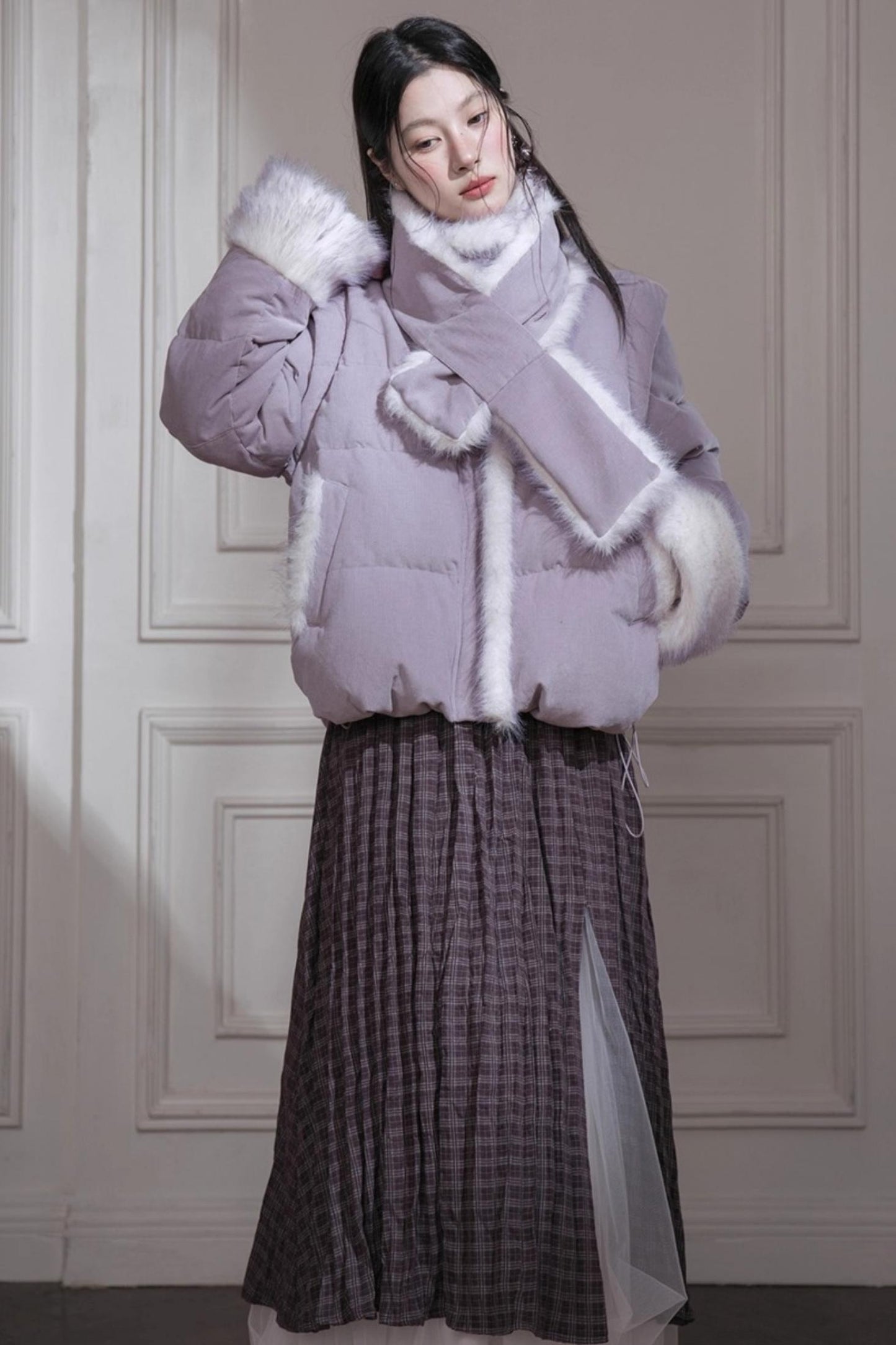 Romantic Pleated Plaid Skirt