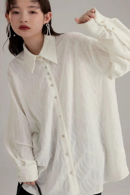 Original Design White Long-Sleeved Shirt