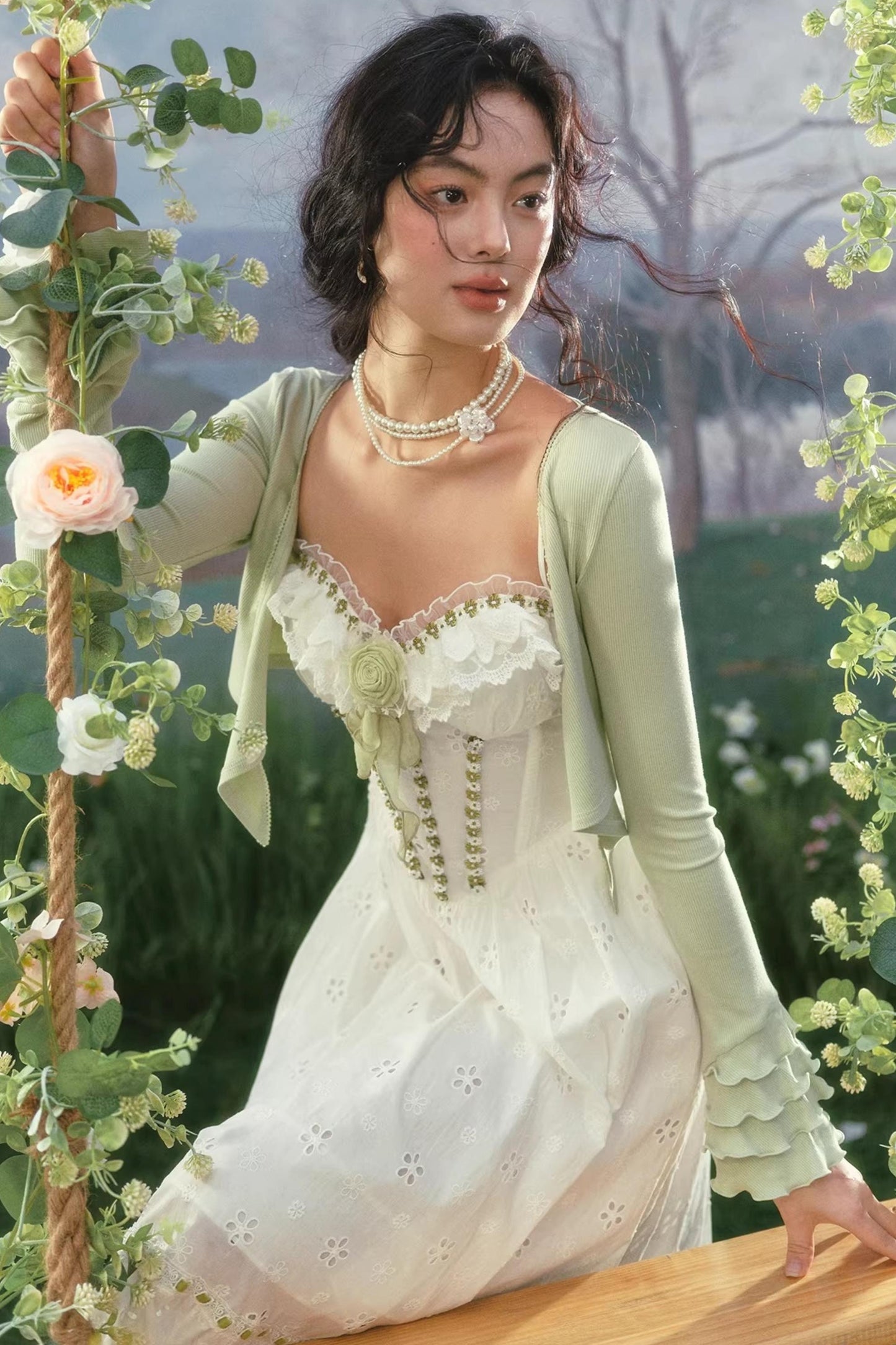 French Pastoral Floral Dress Set-Up