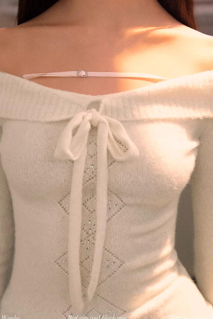 Elegant Crochet One-Shoulder Sweater