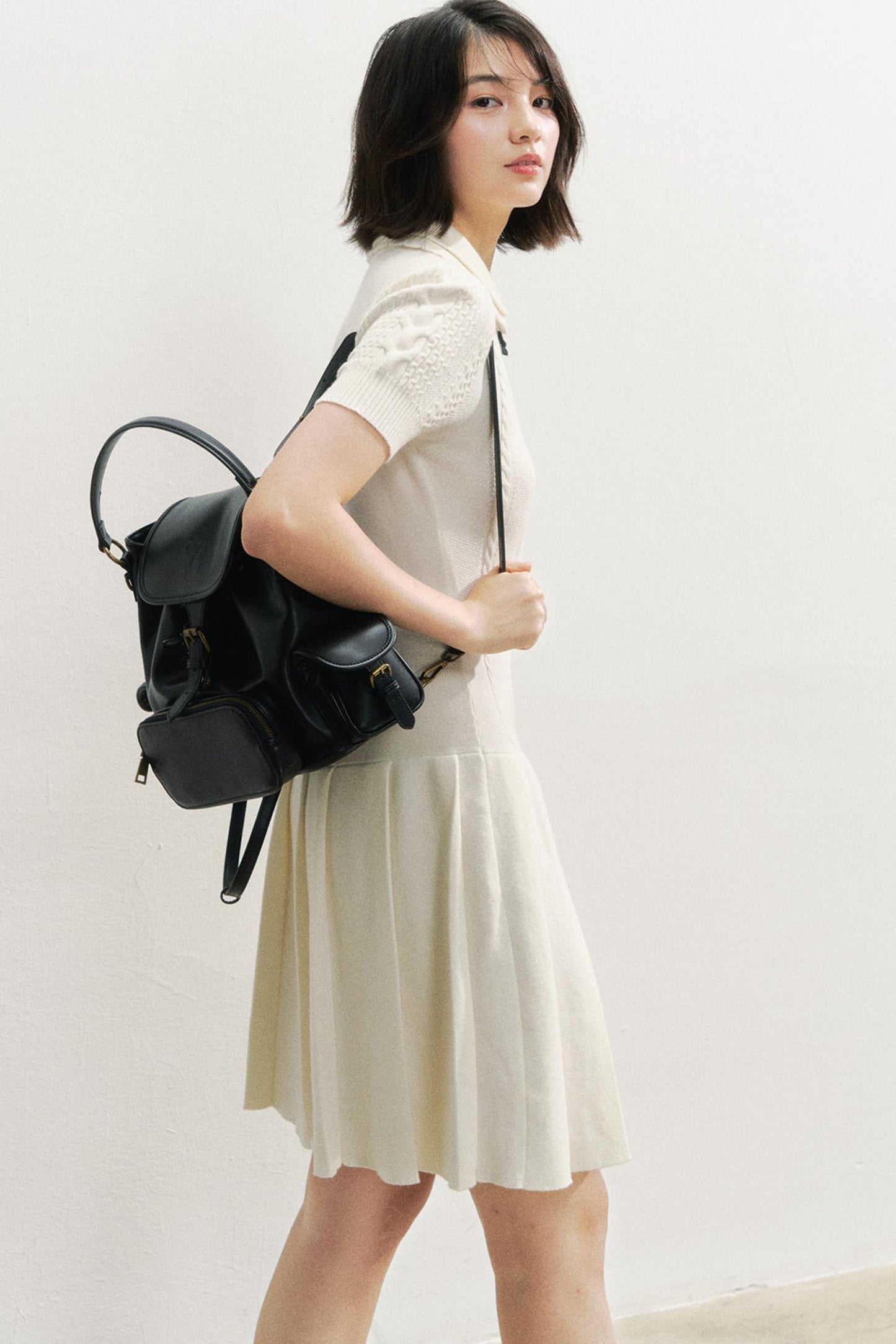 Slim Knit Pleated Dress