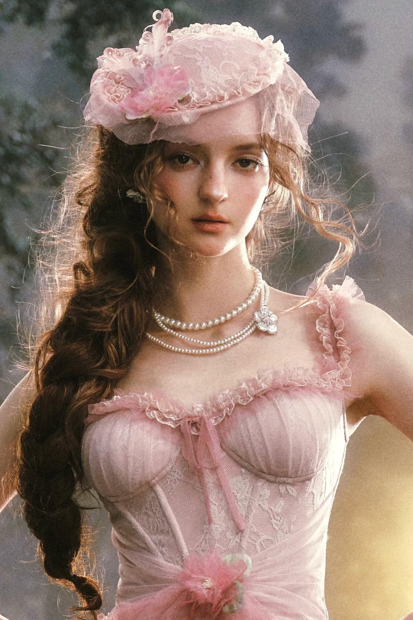 Pink Feather Lace Hair Accessory