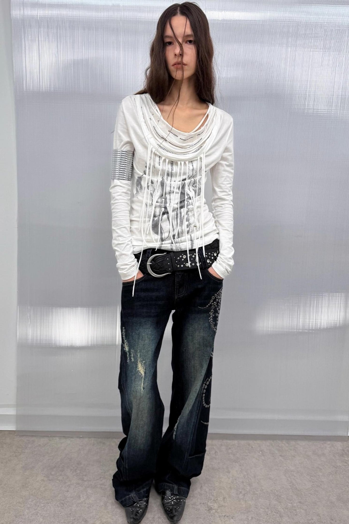 Swing Feather Print Bottom T-Shirt