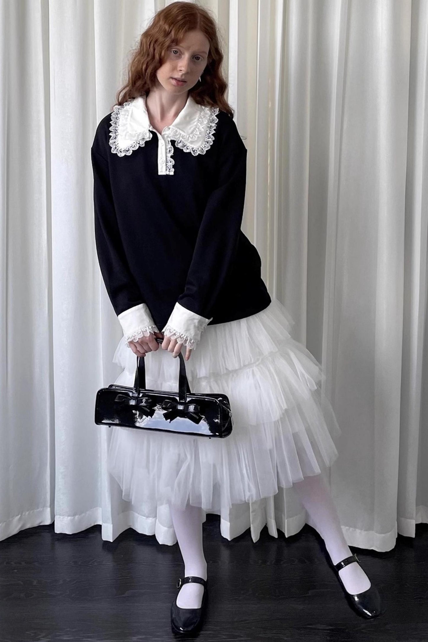 Lace Panel Knitted Sweatshirt