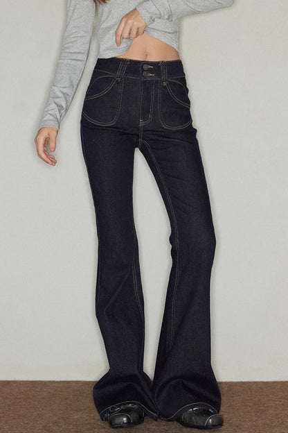 Irregular Topline Slim Bootcut Jeans