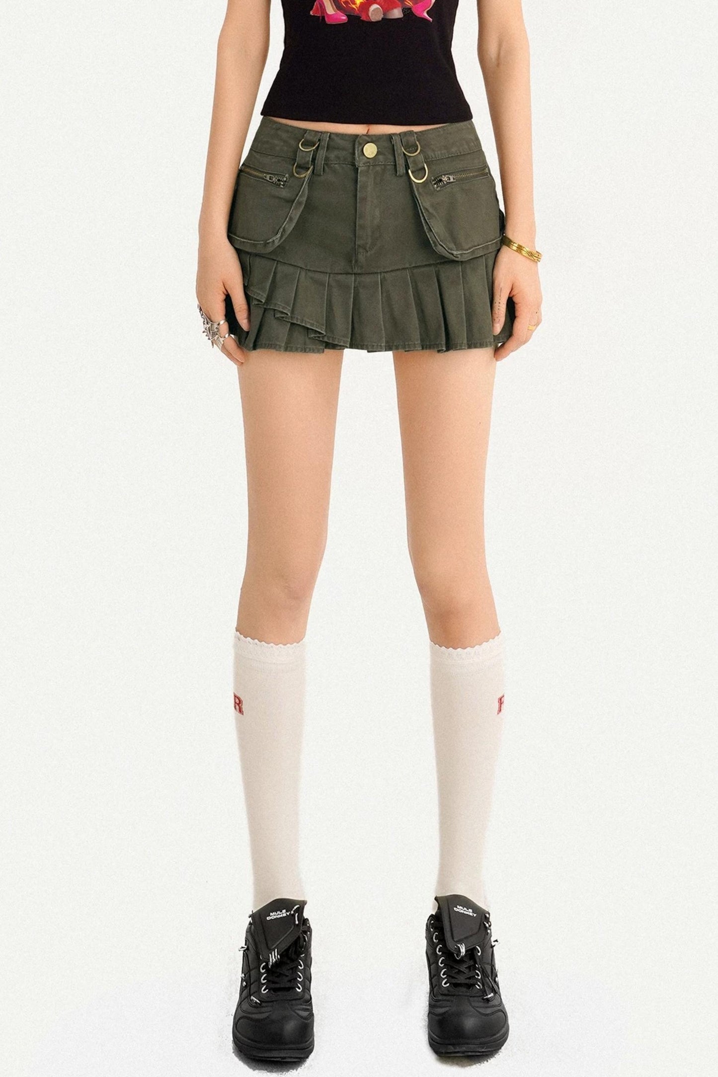 Retro Pleated A-Line Skirt