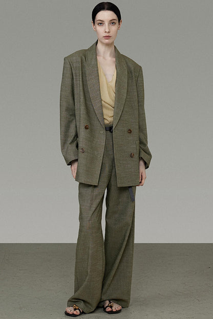 Draped Straight-Leg Suit Pants