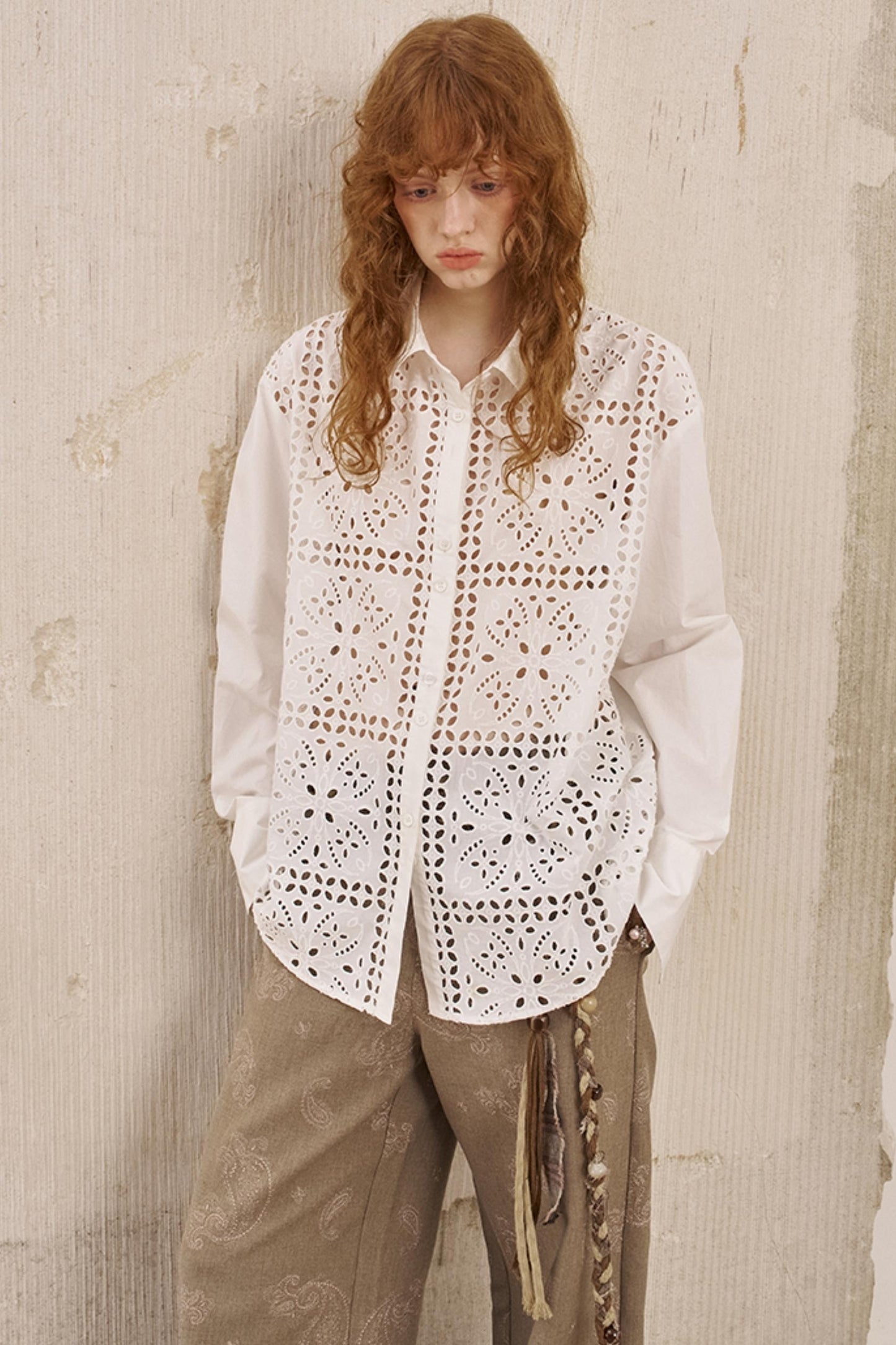 Front Lace Thin Cut-Out Shirt