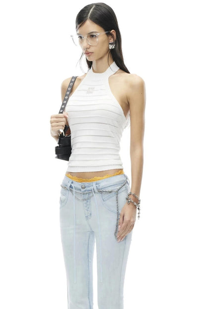 Stamp Pattern Organza Camisole Top