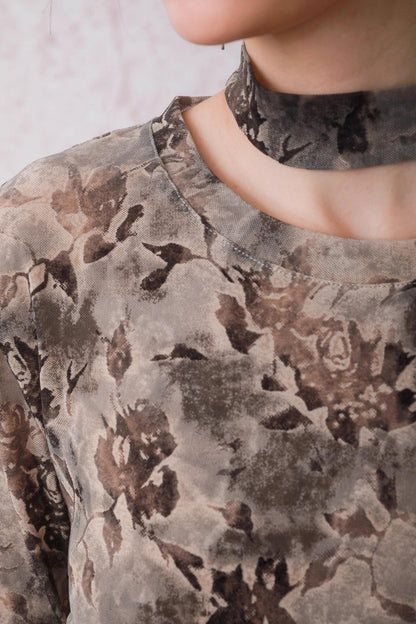 Smoke Brown Floral T-Shirt