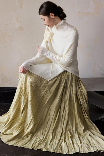 Autumn White Wool Cape