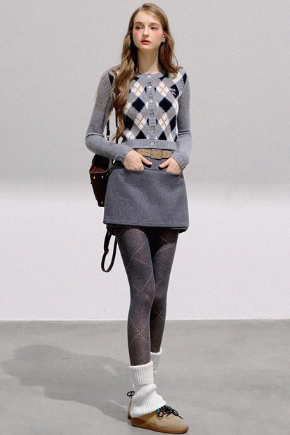 High-End Wool Tweed Skirt