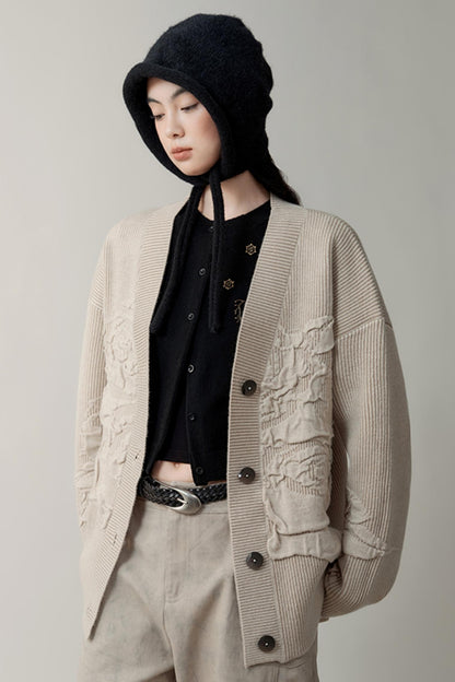 Retro Jacquard Knit Sweater Jacket