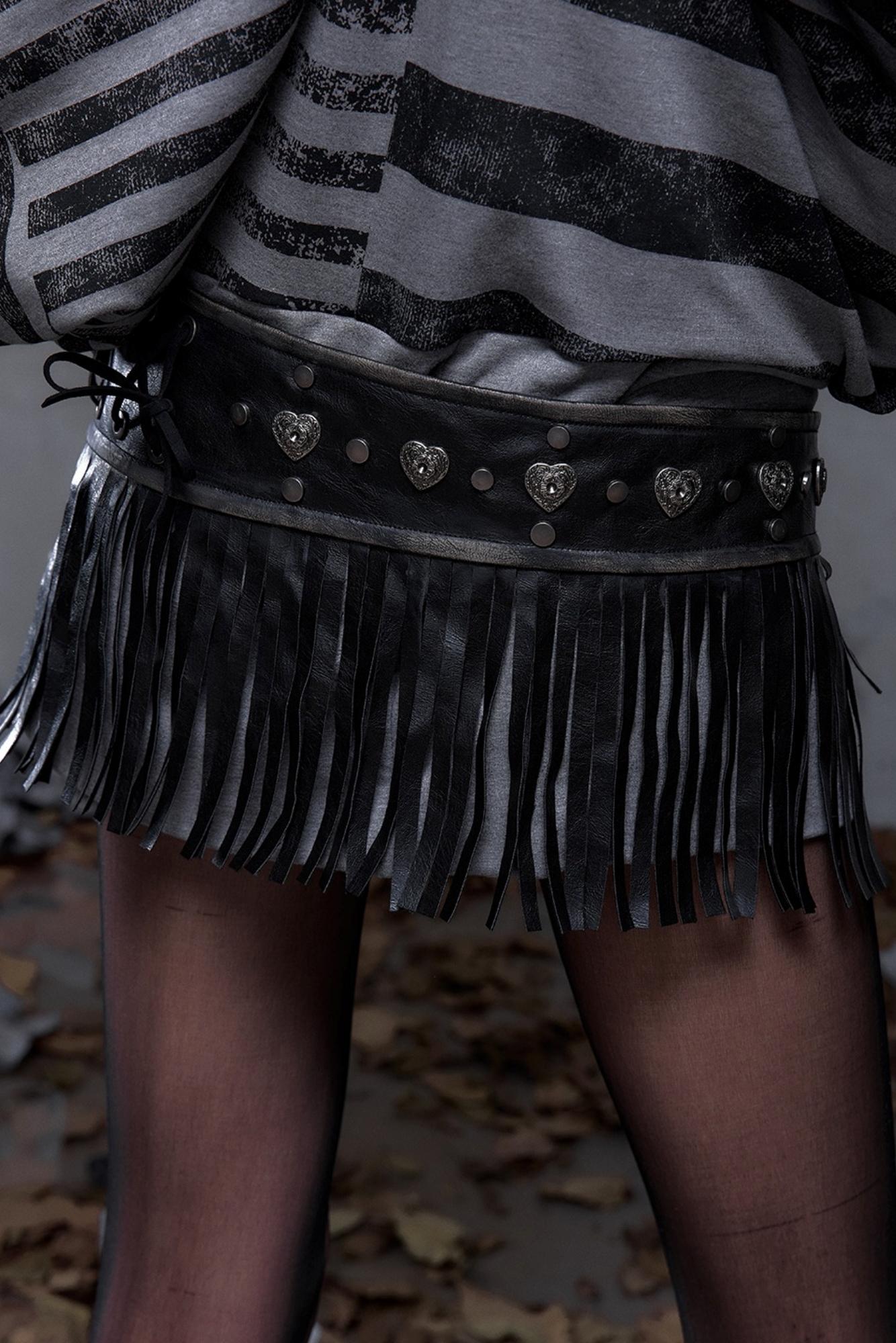 Vintage Punk Fringe Leather Belt