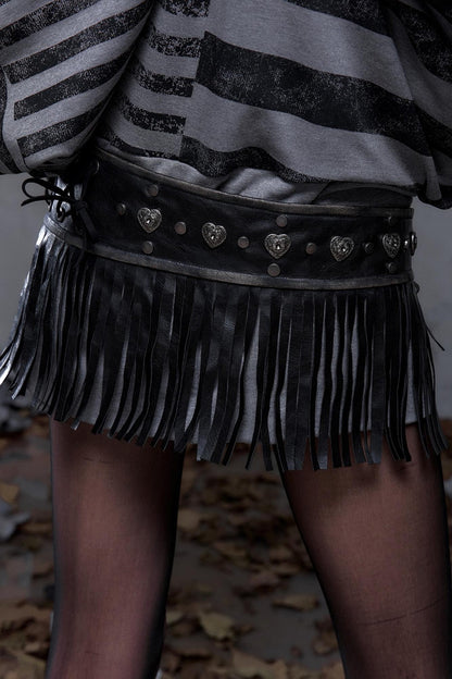 Vintage Punk Fringe Leather Belt