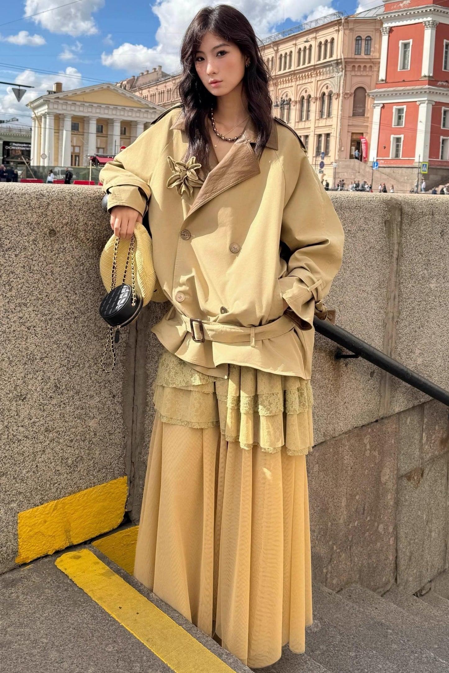 Vintage Lily Silhouette Reversible Trench Coat Set-Up