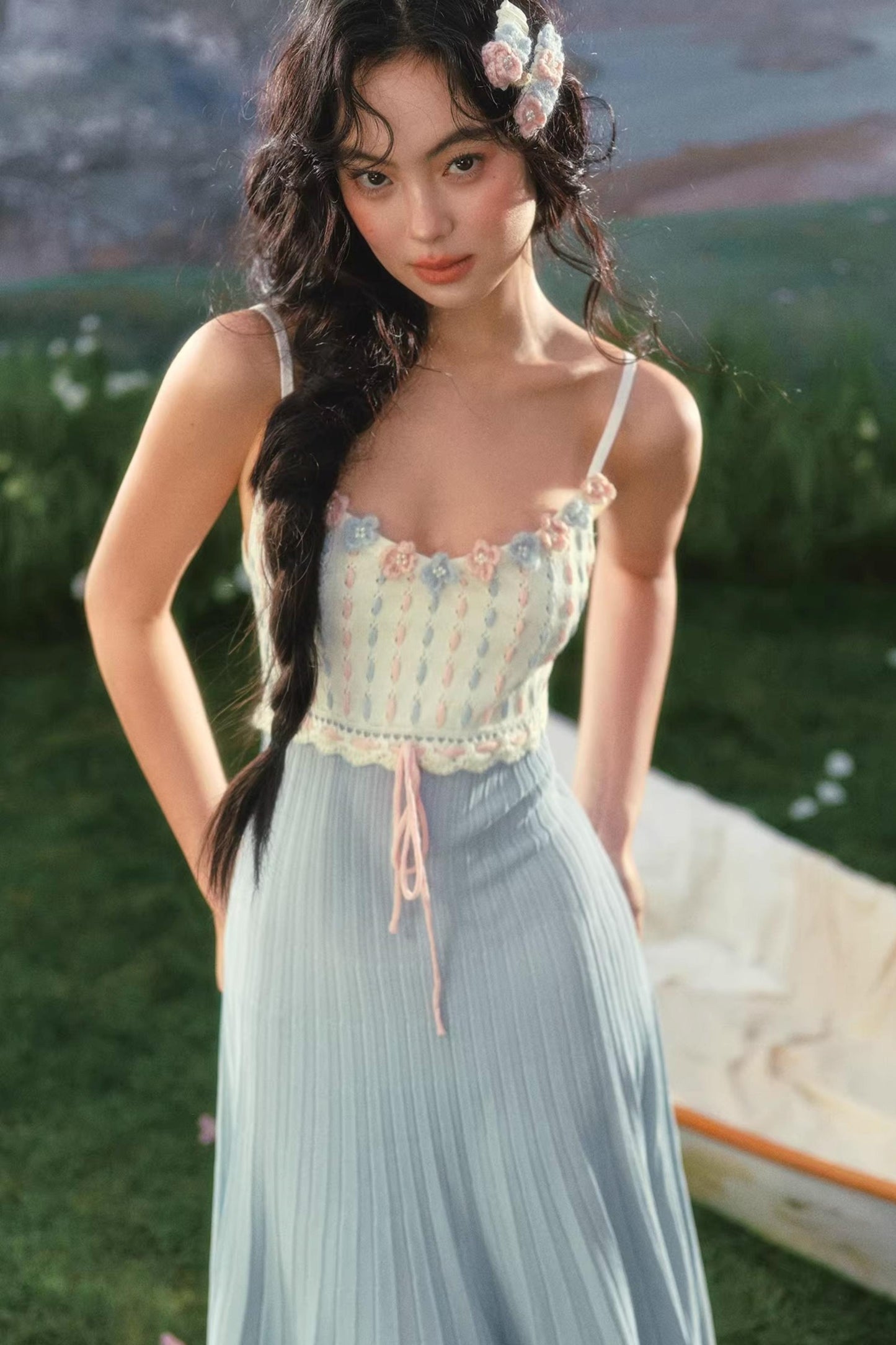French Country Rose Knit Dress Set-Up