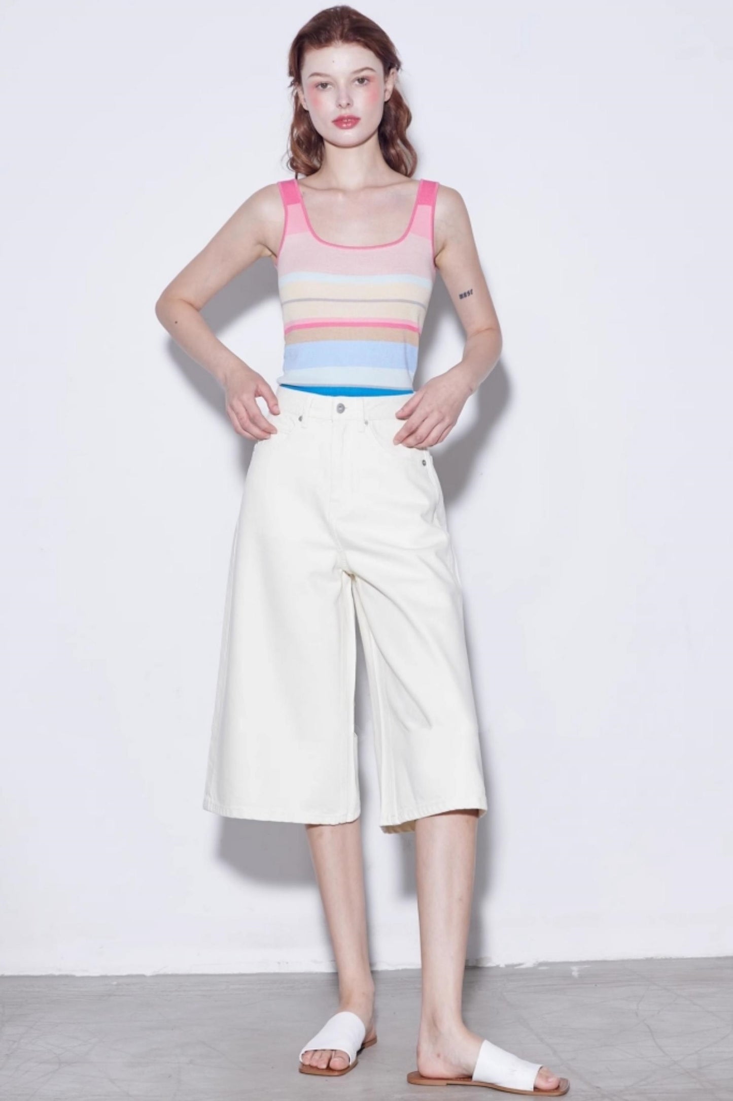 Summer Stripe Silk-Lycra Knit Vest