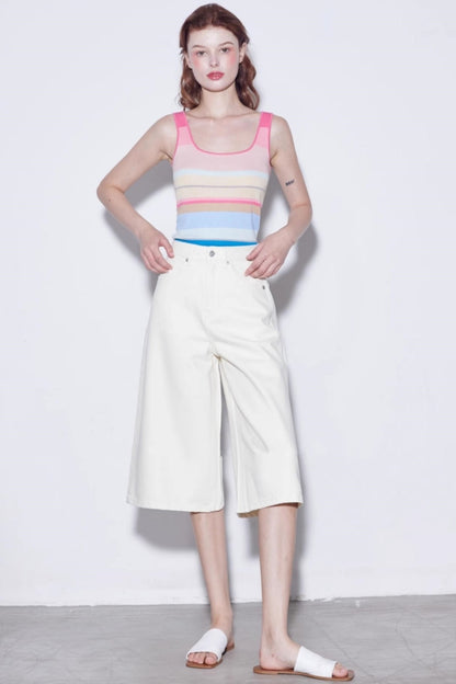 Summer Stripe Silk-Lycra Knit Vest