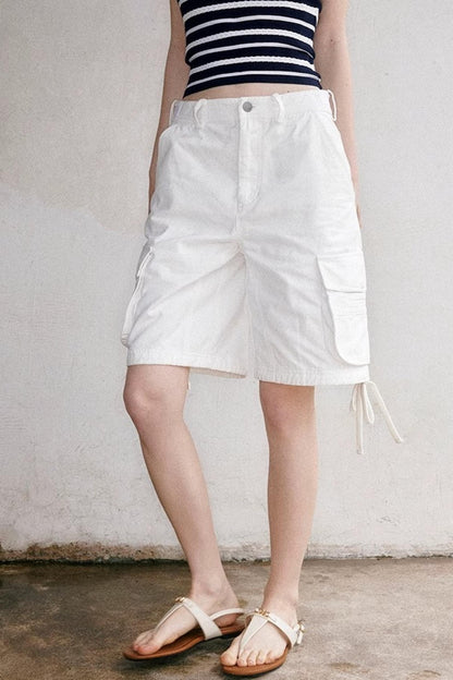 White Drawstring Utility Pants