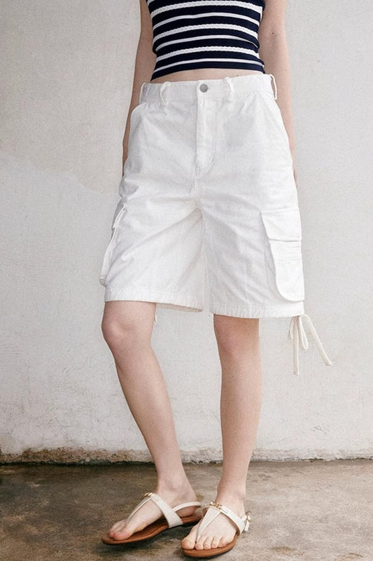 White Drawstring Utility Pants