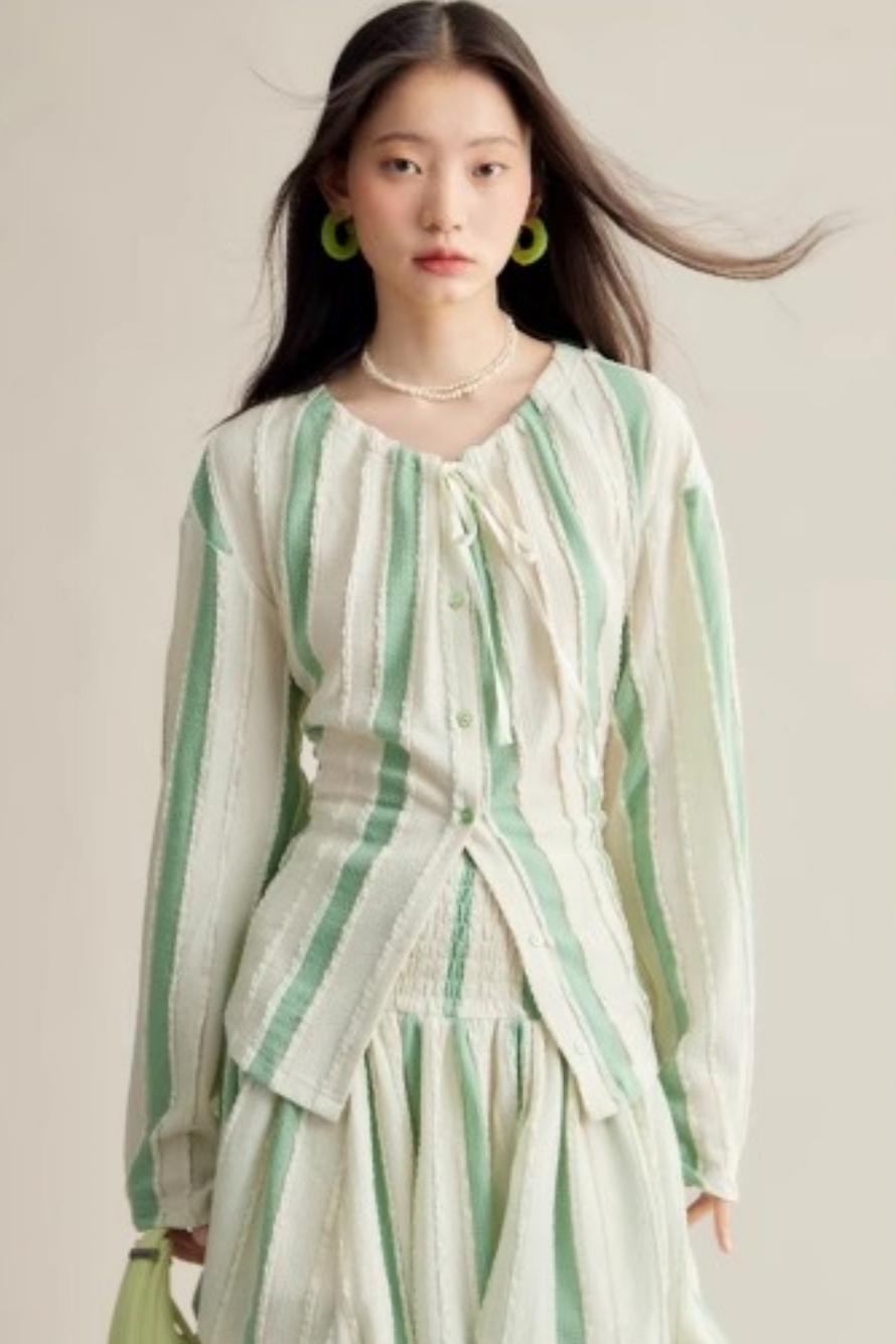 Elven Stripe Cardigan Skirt Set-Up