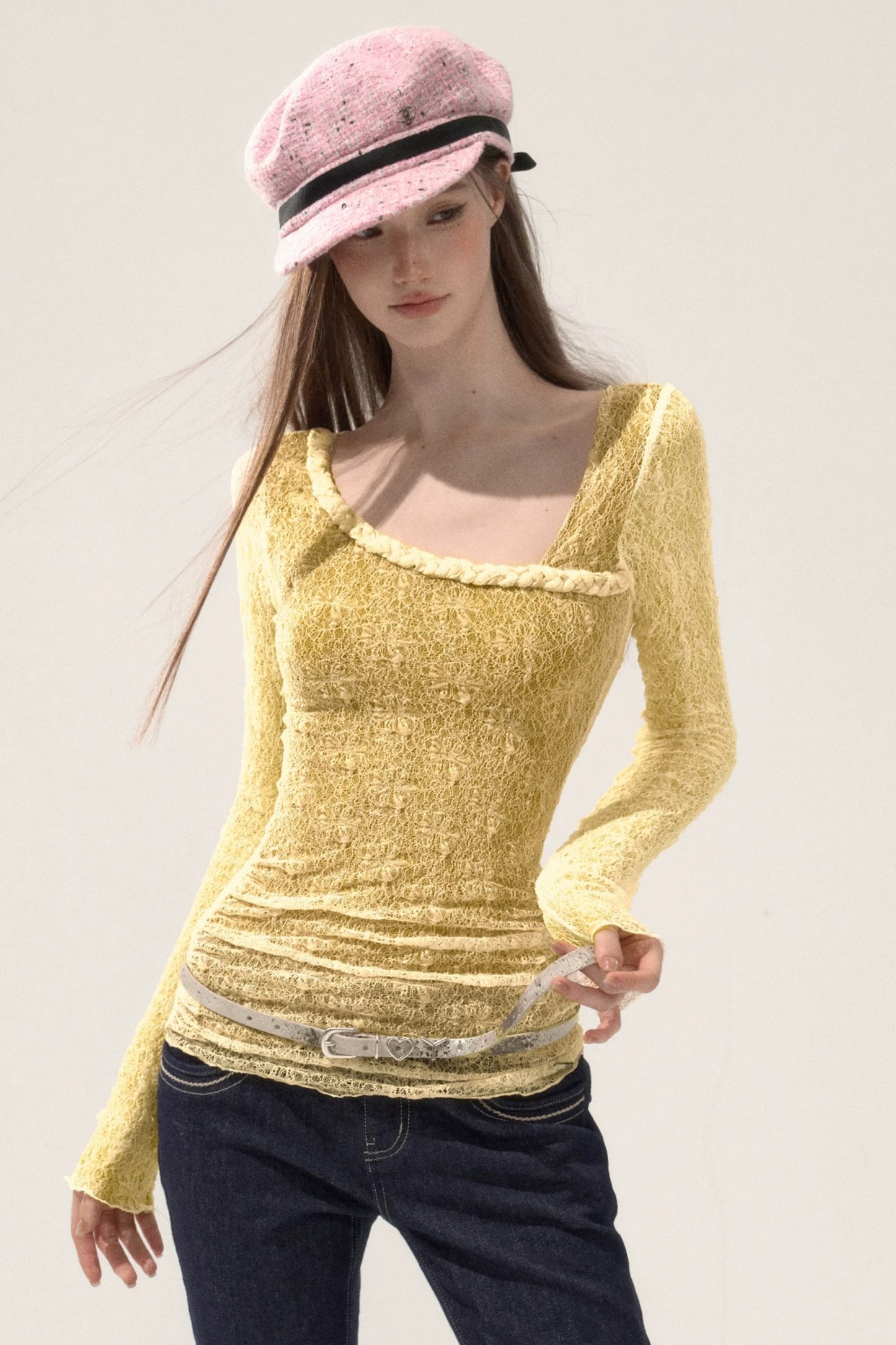 Three-Dimensional Lace Knitted Top