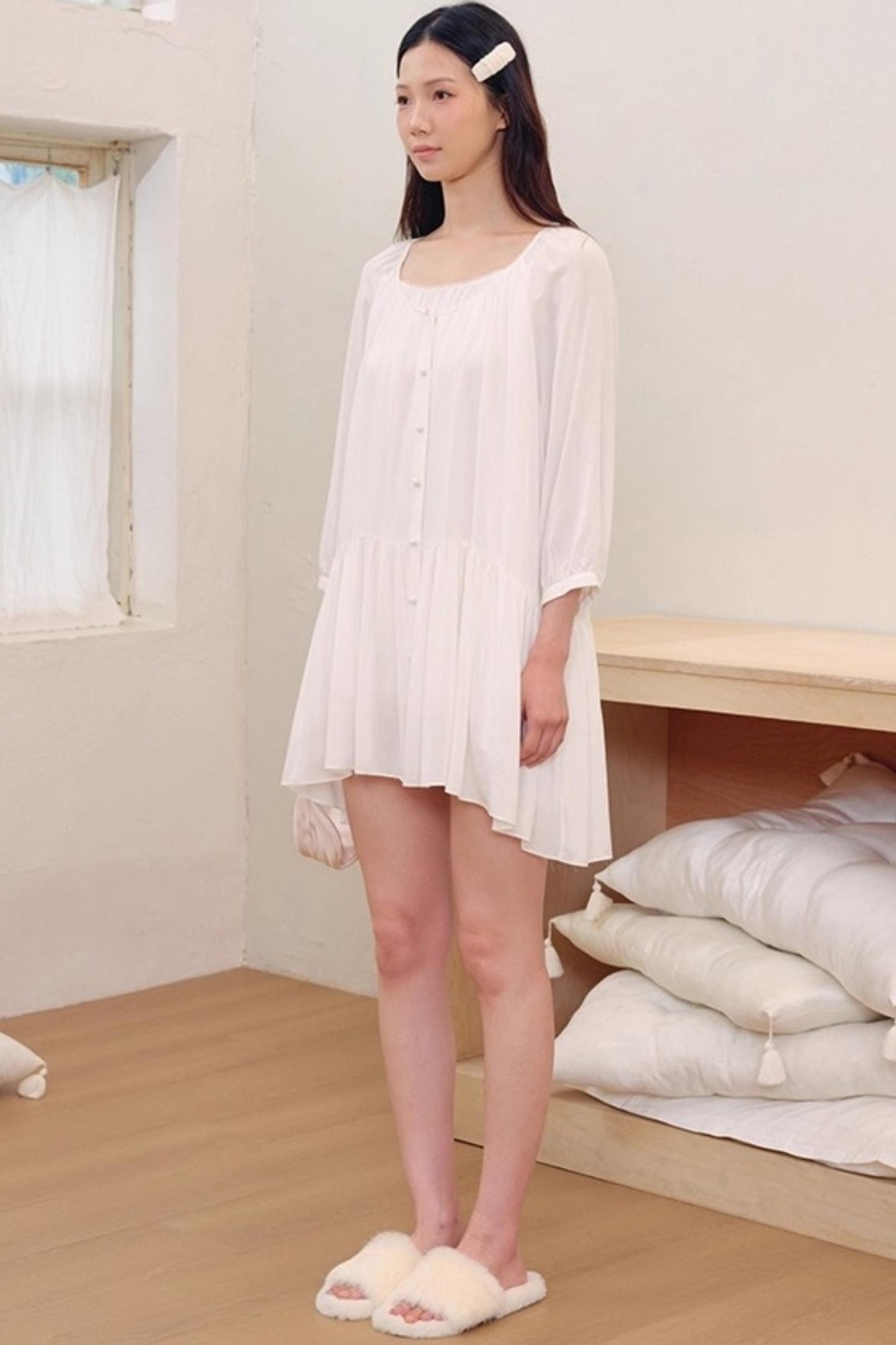 Light Dance Long-Sleeved Shirt Dress