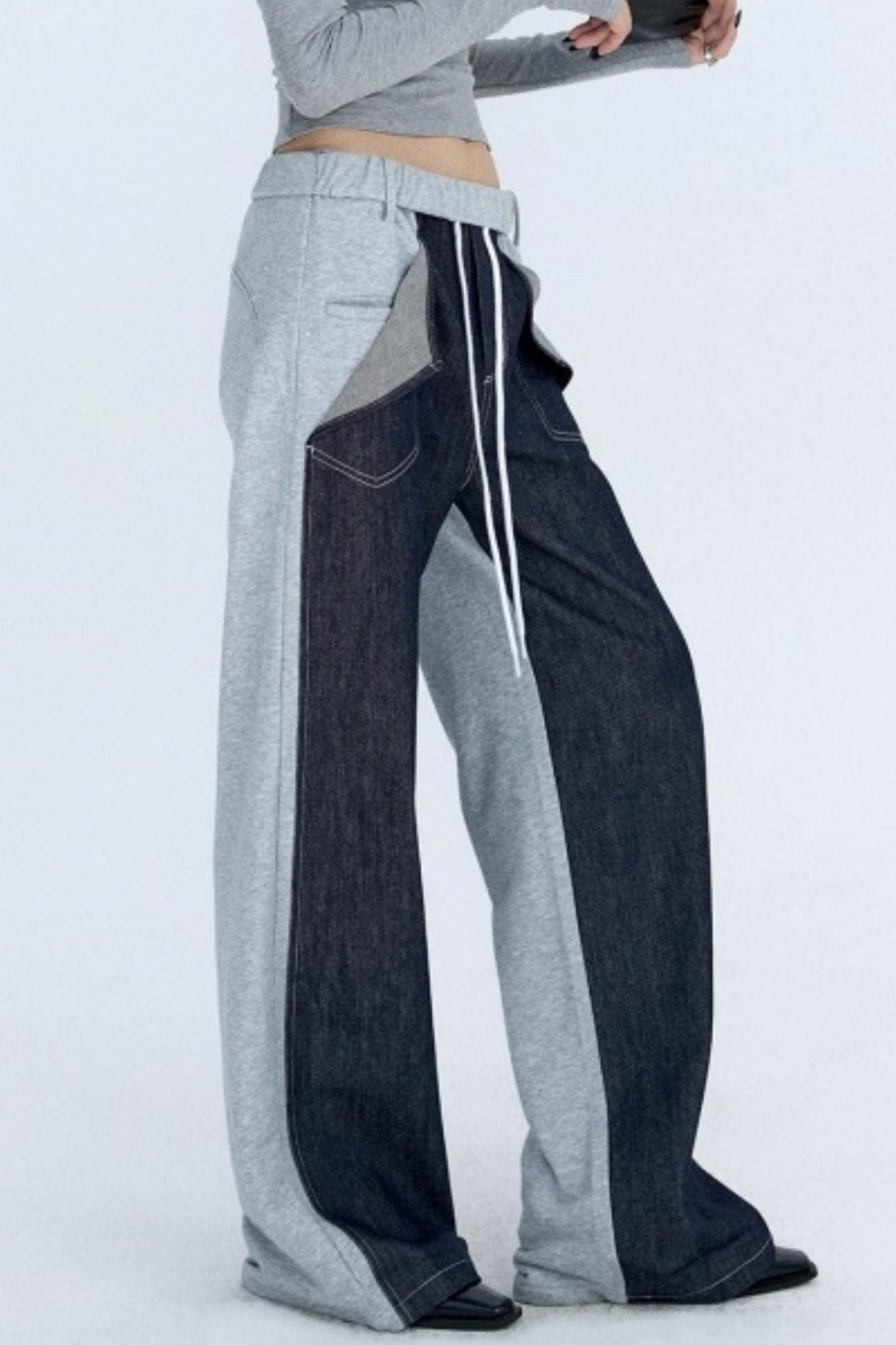 Color-Blocked Denim Sweatpants