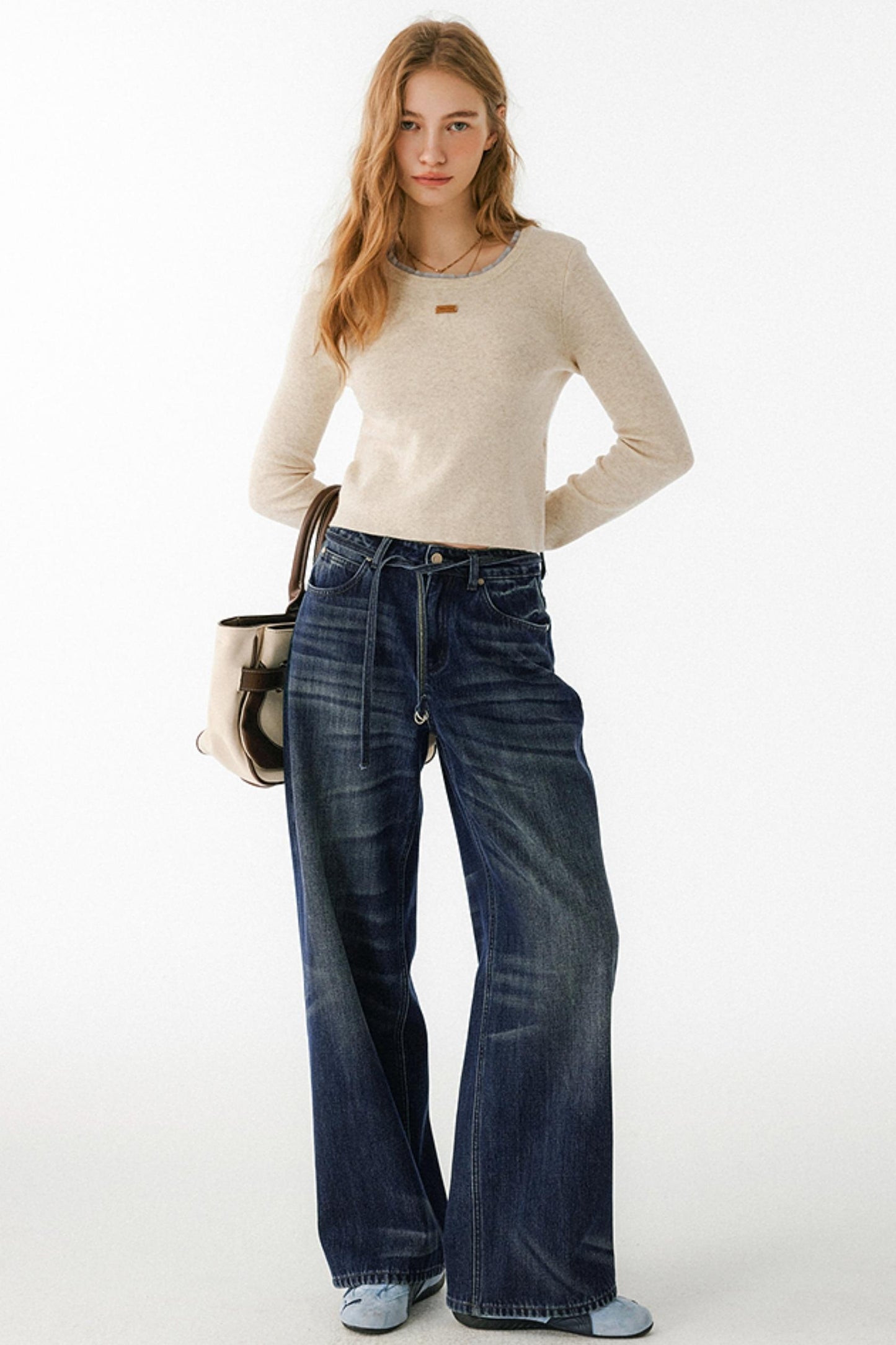 Uena Wool Blend Logo Top