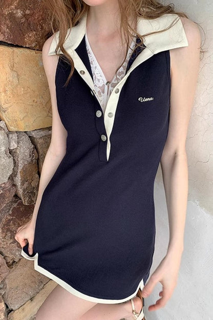 Chiffon Lace Polo Dress