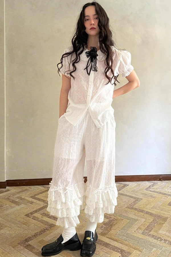 Lace Bow Bubble Pants