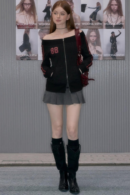 Casual Mottled One-Shoulder Sweatshirt