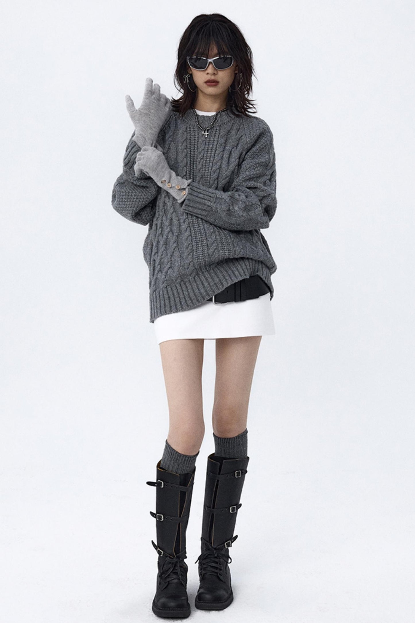Retro Cable Loose Knitwear
