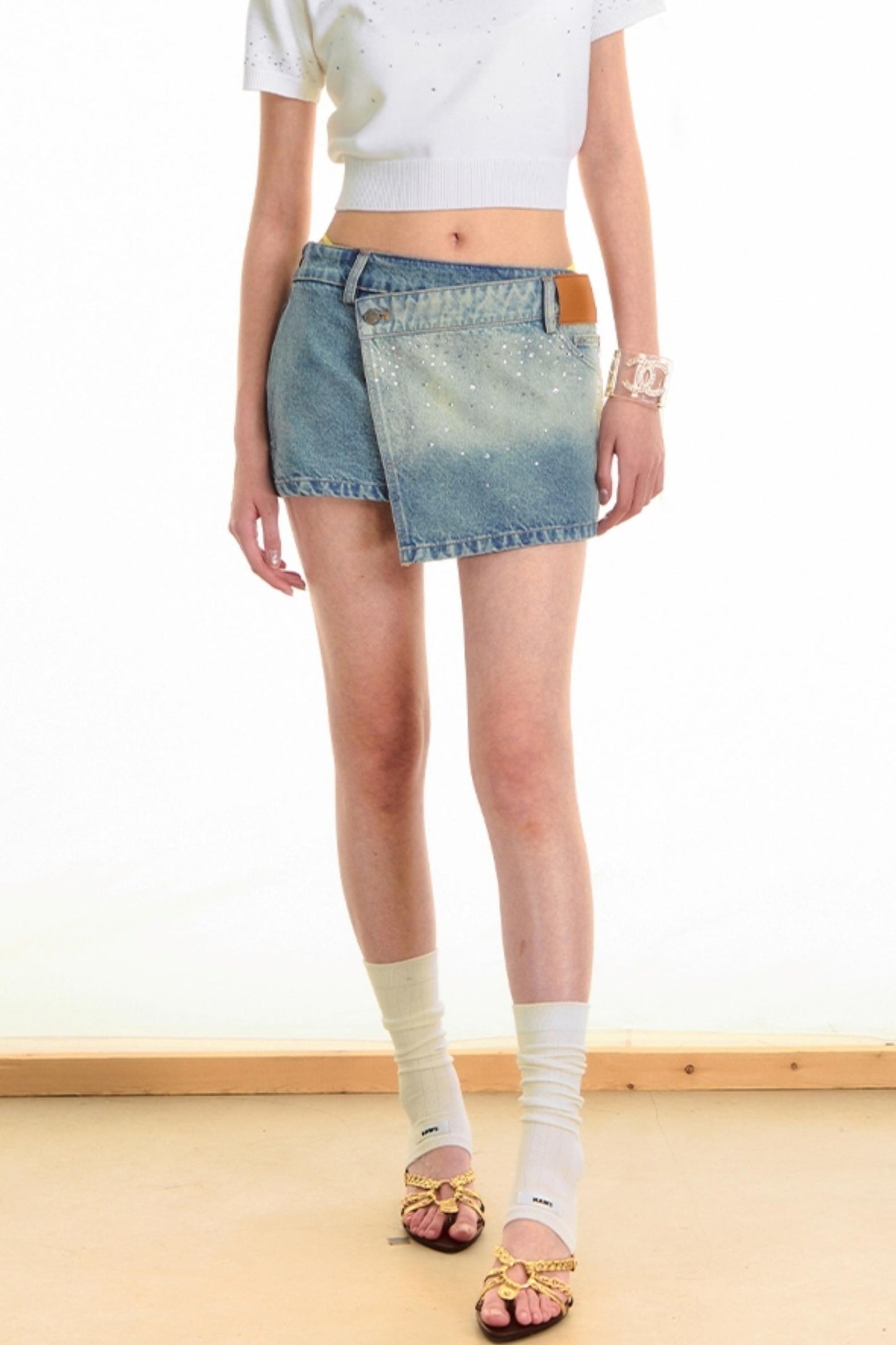 Origami Denim A-line Skirt