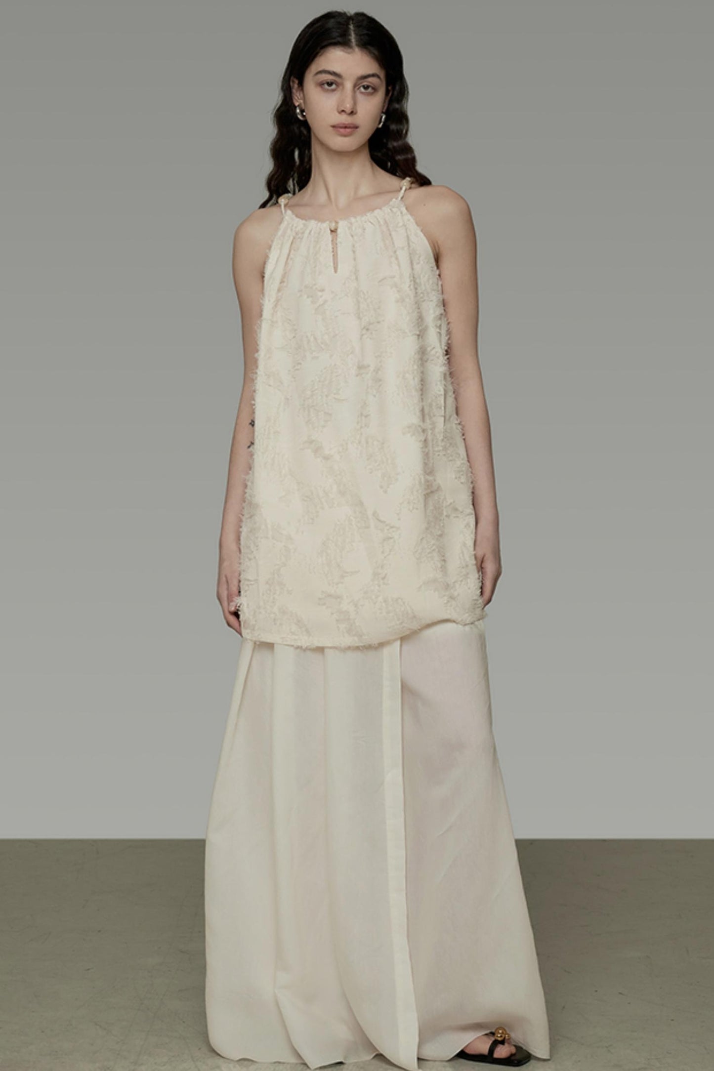 Floral Elegance Beaded Suspenders Top