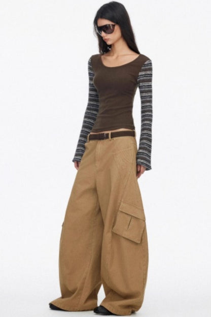 Distressed Wide-Leg Cargo Pants