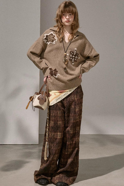 Volumetric Snowflake V-Neck Casual Sweater