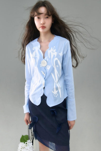 Denim Patchwork Organza Skirt