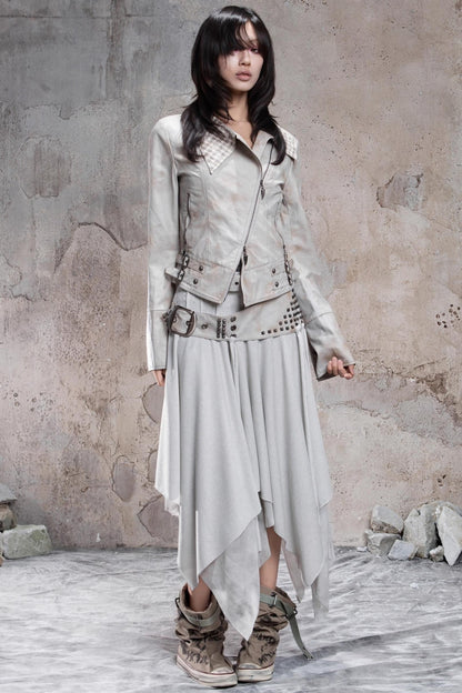 Irregular Multi Layer Rivet Skirt